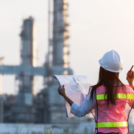 woman engineer and working new project in power plant, Engineer Concept,professional,safety,industry